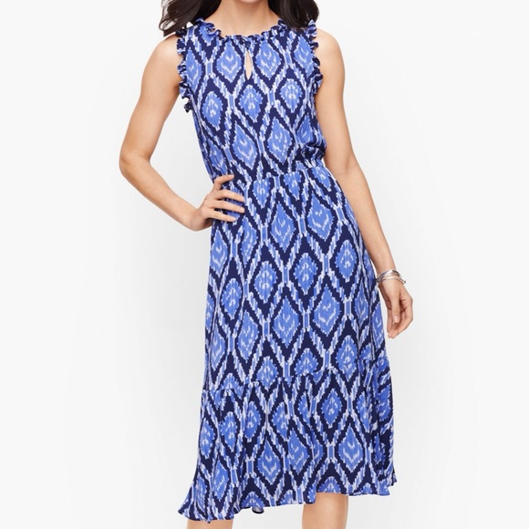 Talbots Cabana Ikat Ruffle Trim Fit & Flare Dress Size 12 - Picture 8 of 8